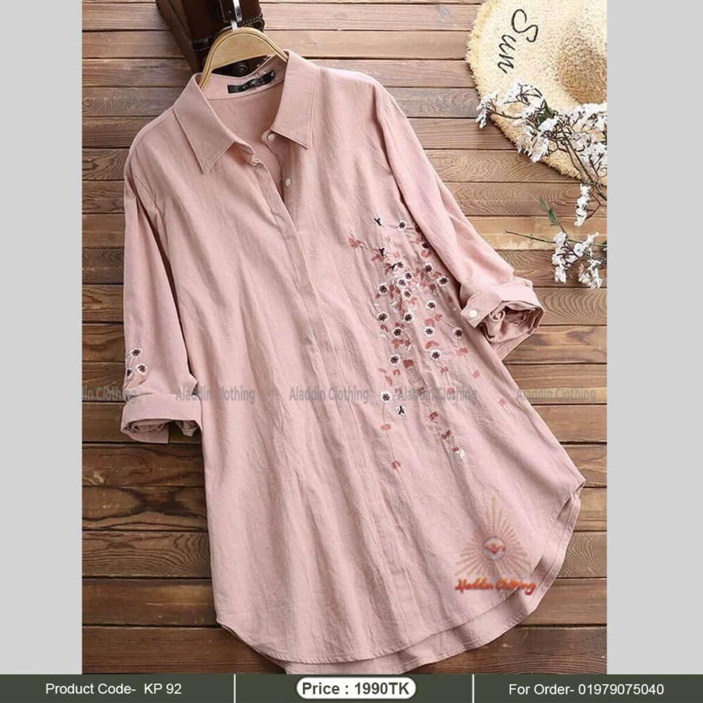 Baby pink embroidery shirt