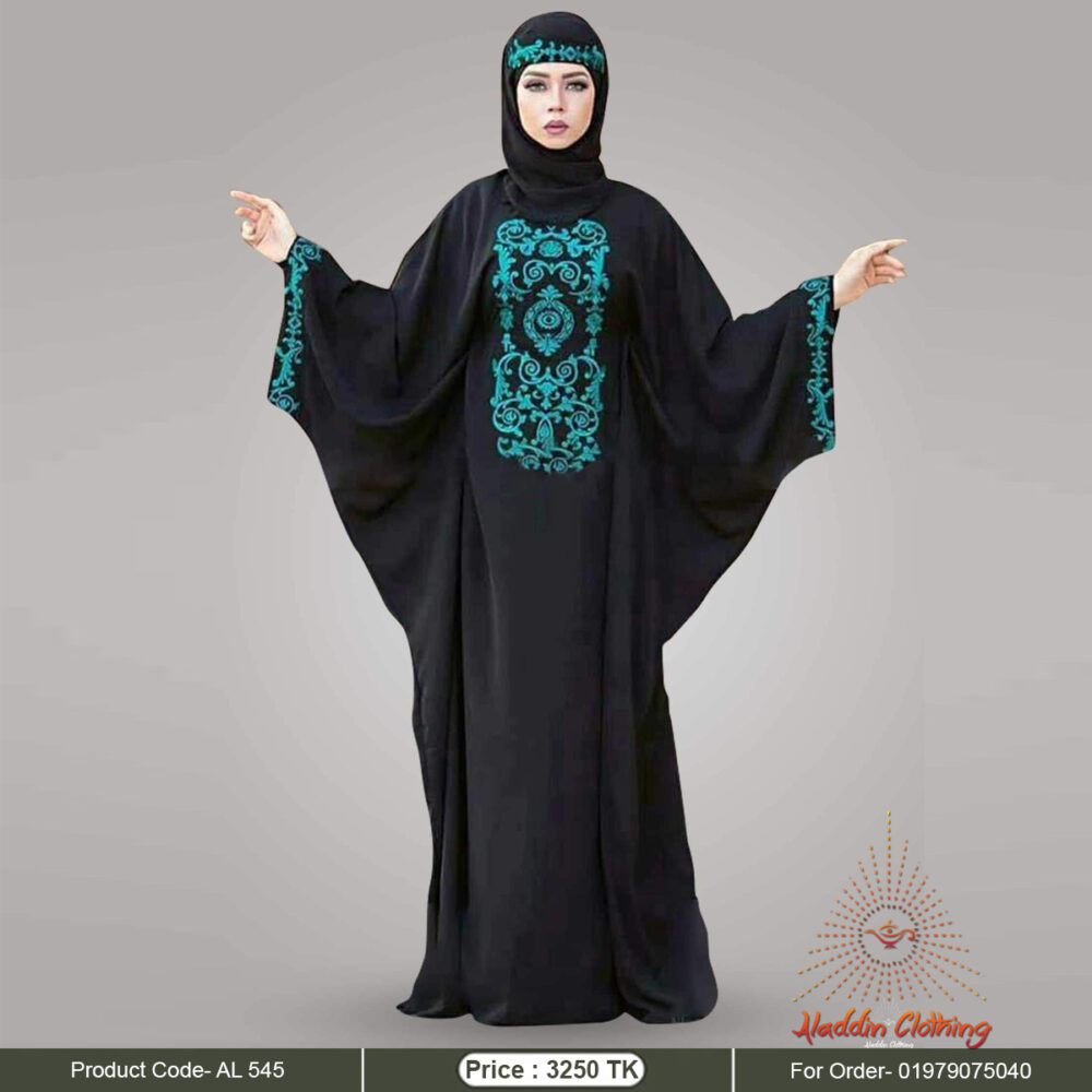 Black kaftan abaya with embroidery work