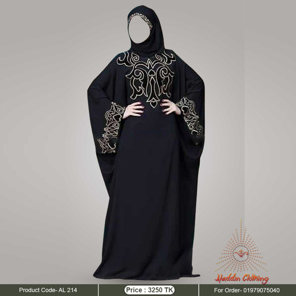 Black kaftan abaya with velvet and embroidery work