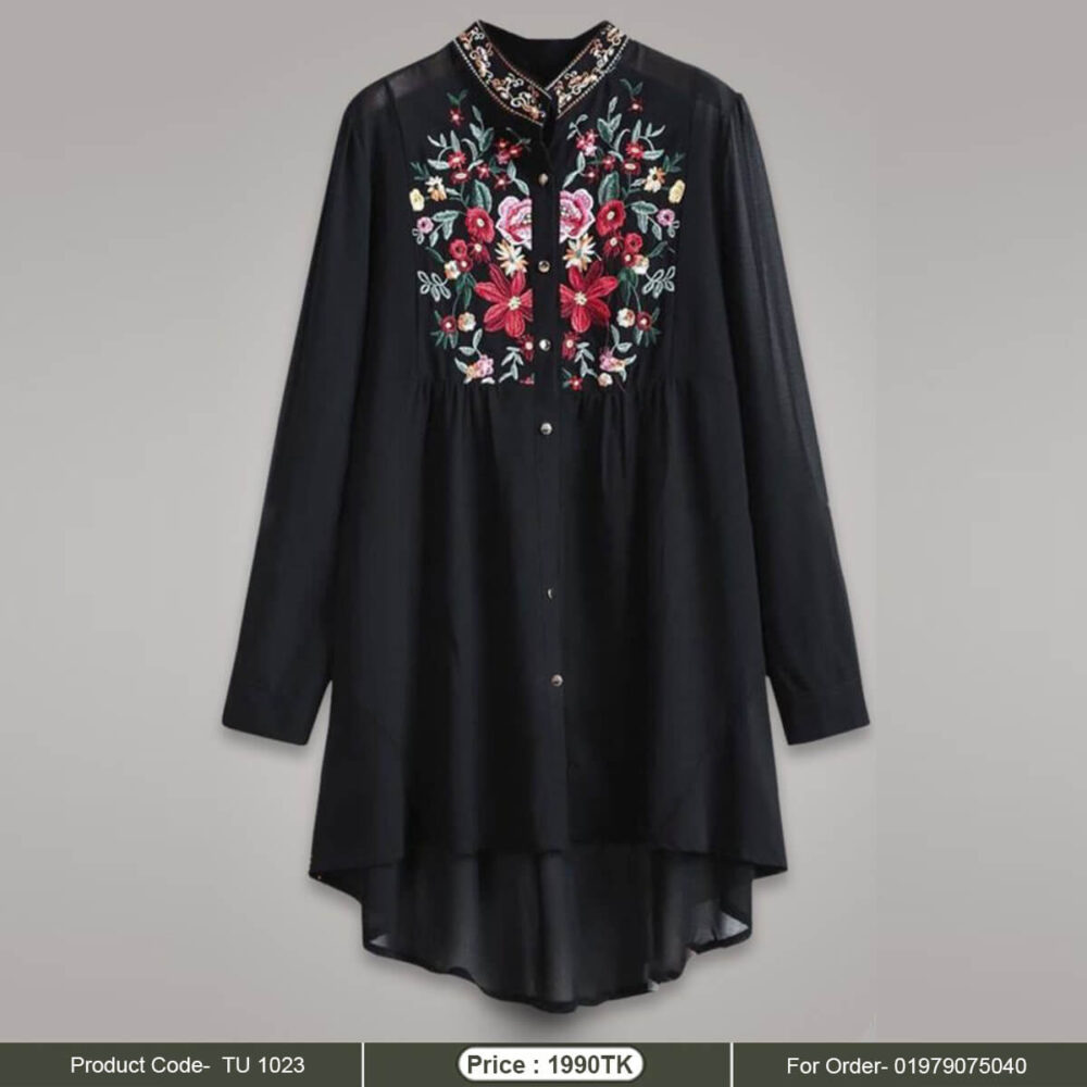 Black ladies shirt with Embroidery work