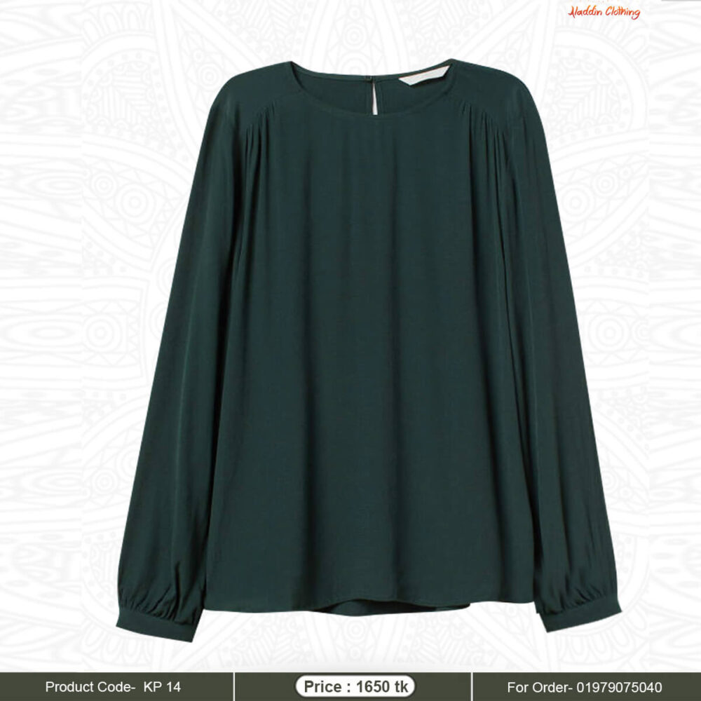 Bottle green color western short tops