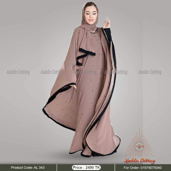 Brown color kaftan abaya with matching hijab