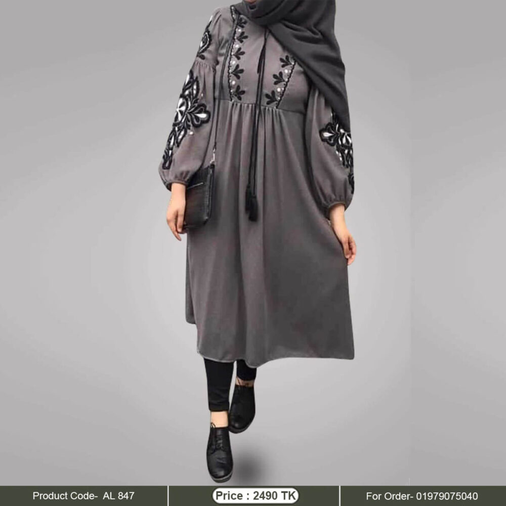 Dark ash loose fitting modest long tops