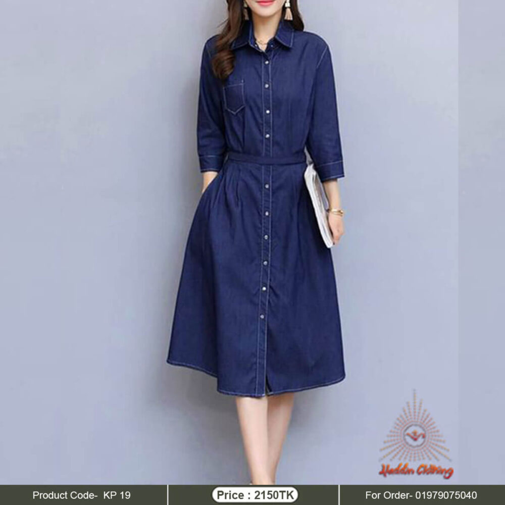 Deep blue denim long kurti