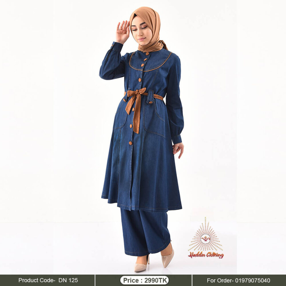 Denim long kurti including matching pant