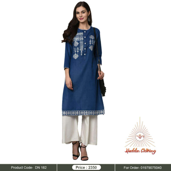 Denim long kurti with loose fitting pant