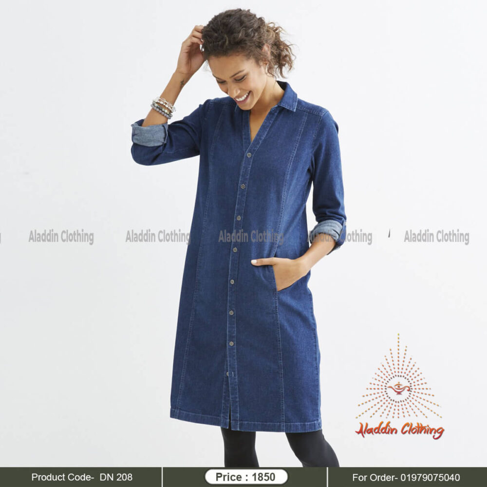 Denim long shirt with pocket