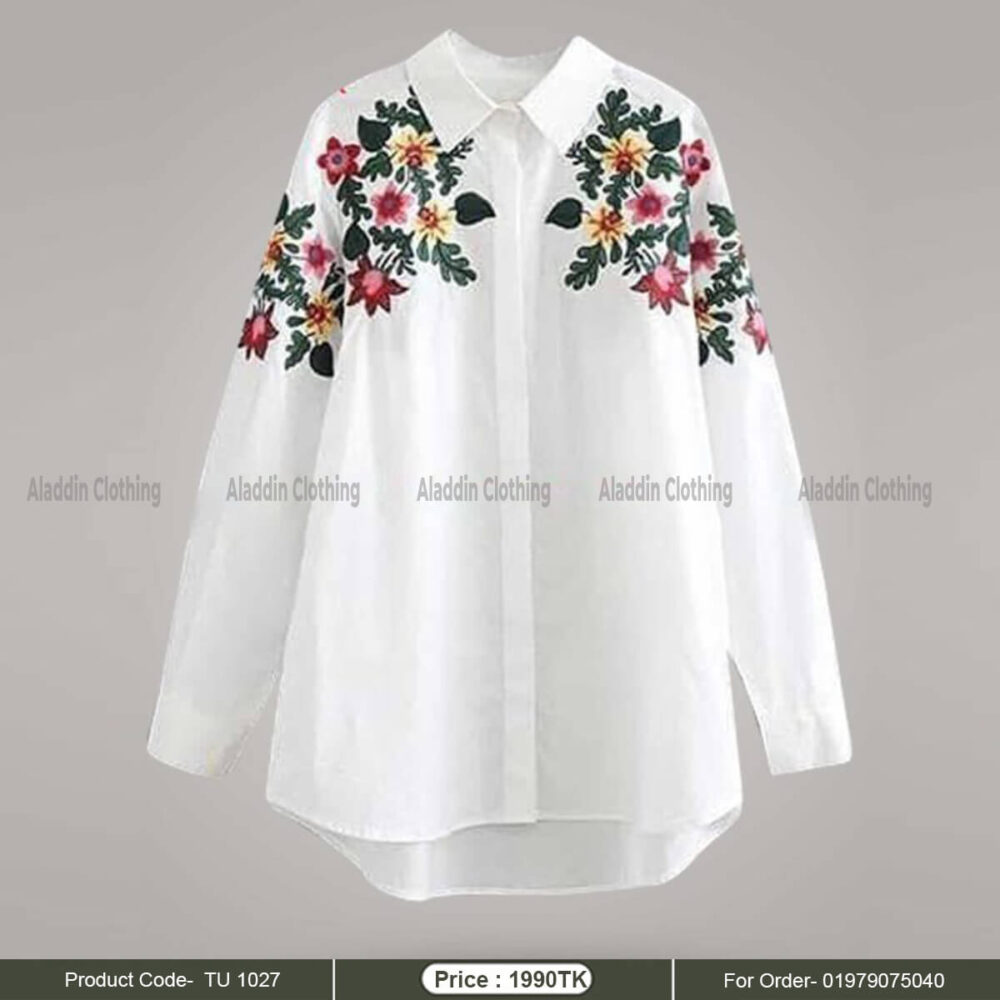 Embroidery White shirt tops