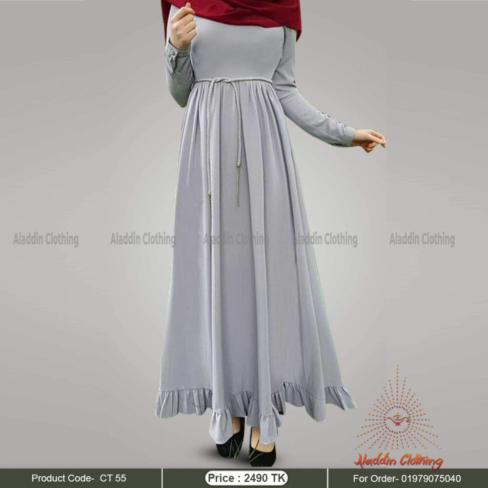 Full sleeve gown abaya with frill work