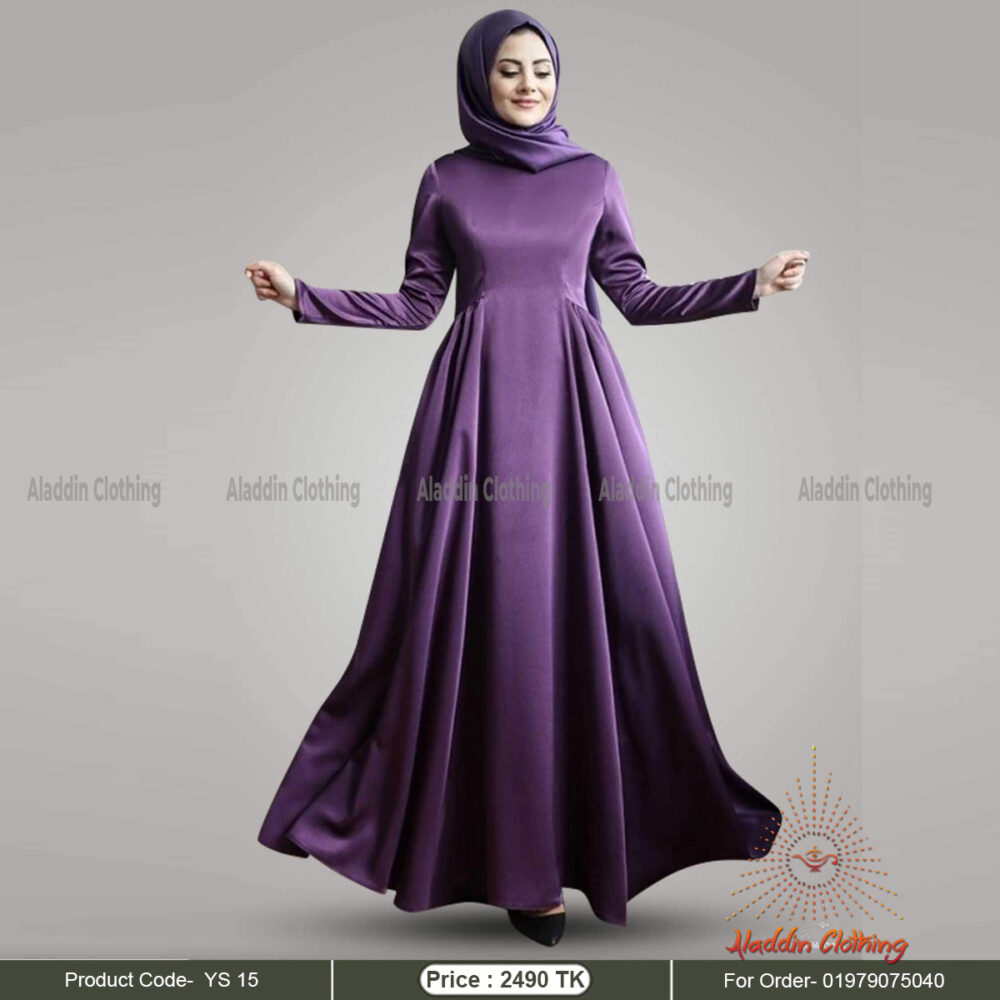 Full sleeve purple color gown abaya