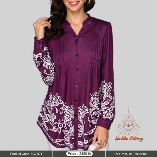 Light purple heavy embroidered ladies shirt