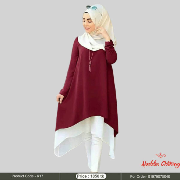 Merun and red combination modest long tops