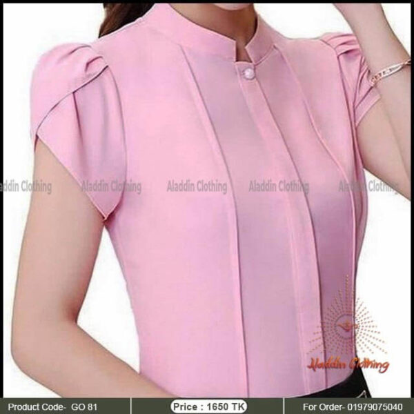 Short sleeve ladies shirt Pink color