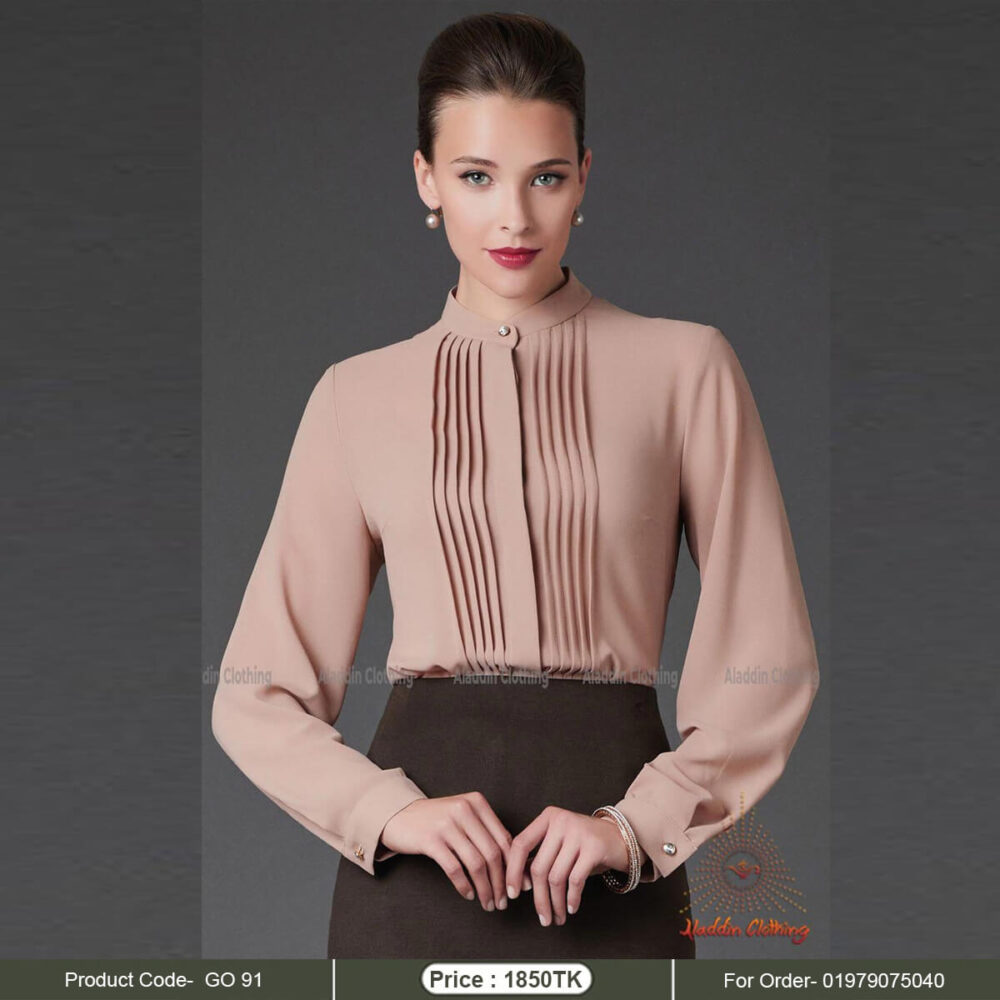 Skin color formal shirt with exclusive frill