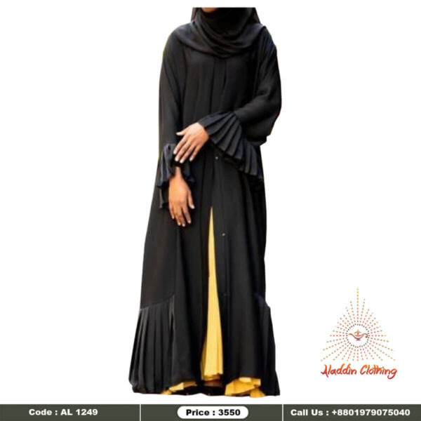 Black kimono abaya with yellow inner