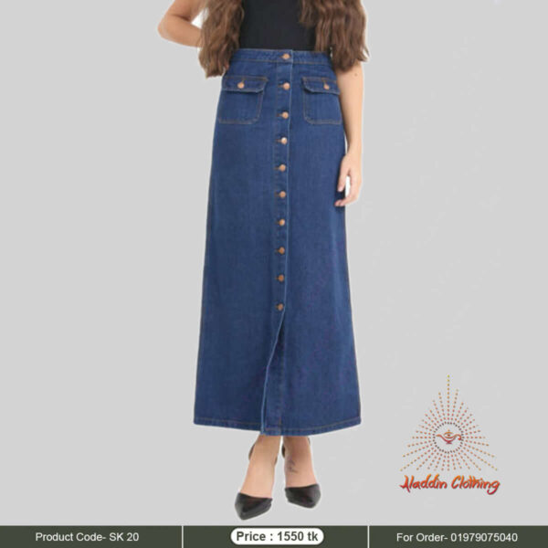 Denim modest skirt with pocket