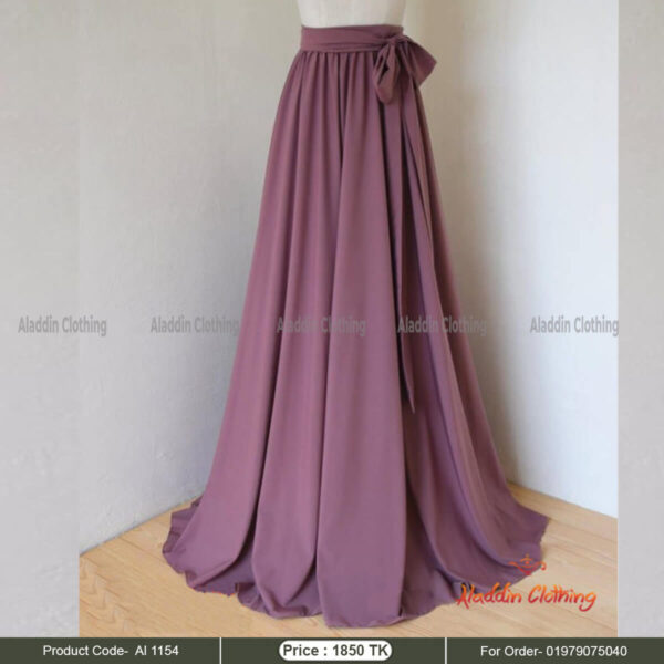 Mauve color fluffy modest skirt