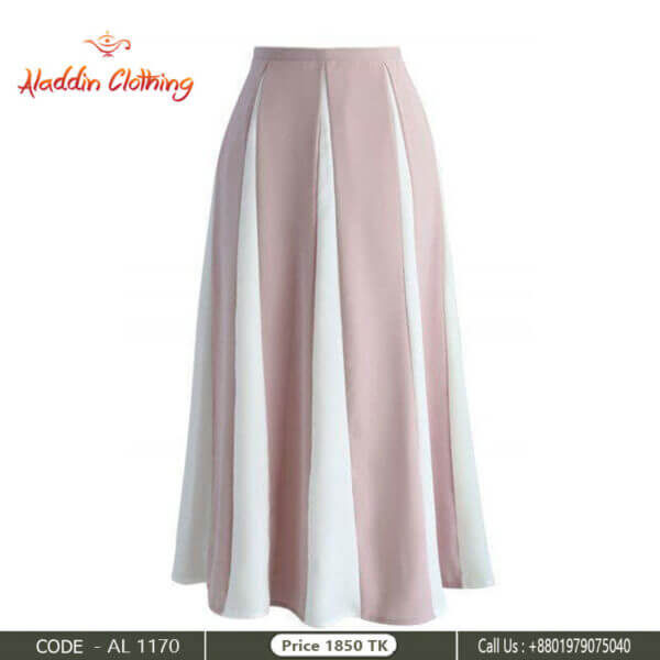 Pink and white ladies modest skirt