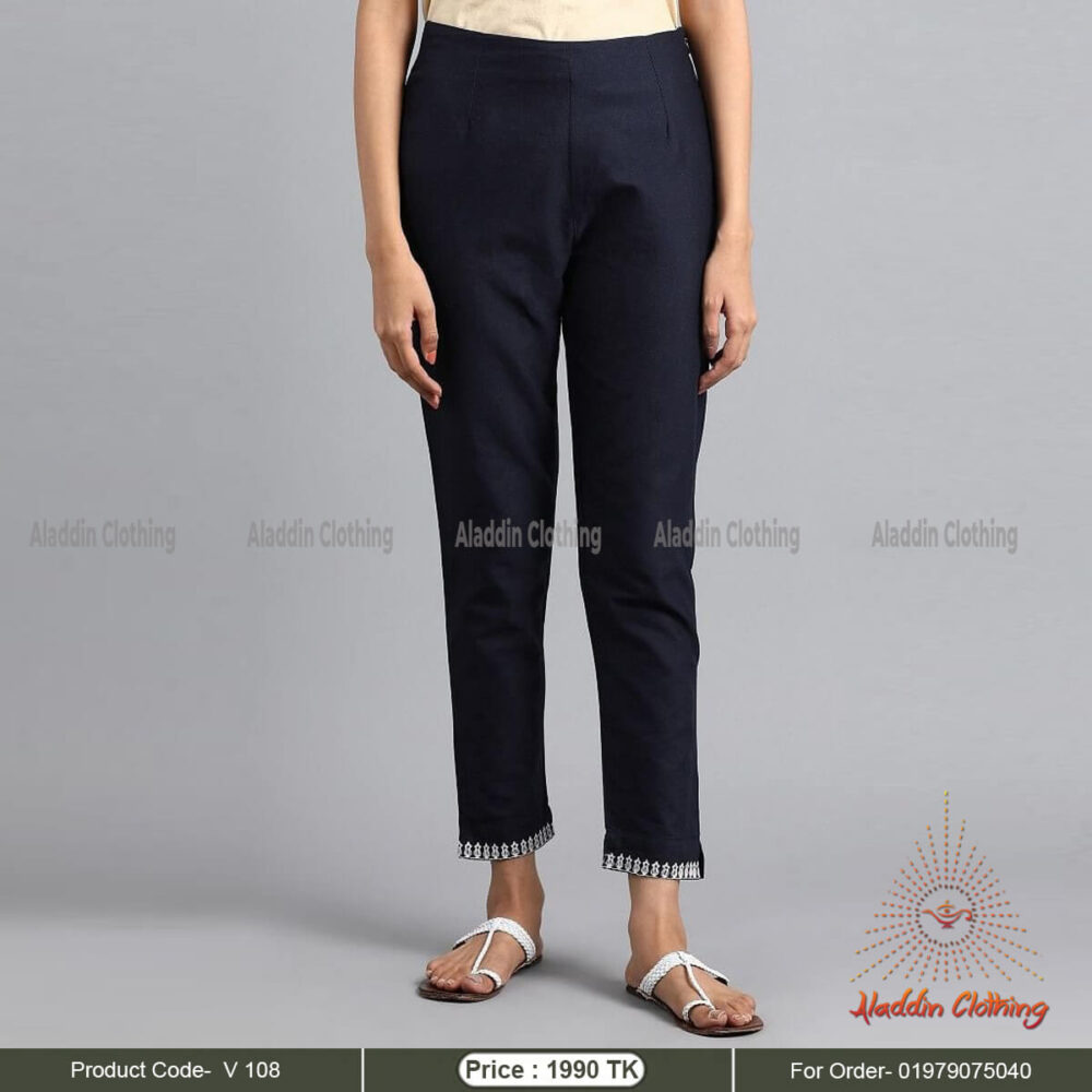 Slim fit modest pant with embroidery work