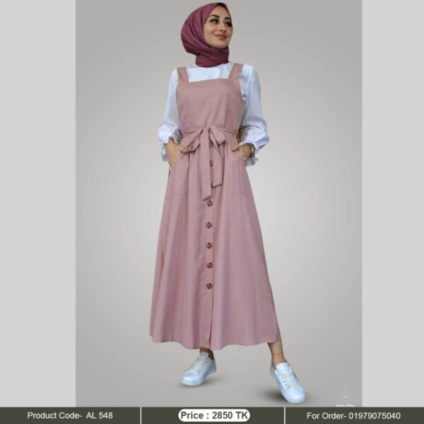 Ladies modest jumpsuit with white shirt