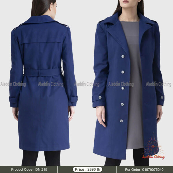 Light blue ladies overcoat with belt