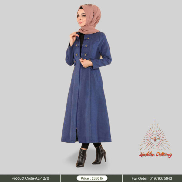 Light blue long overcoat for women