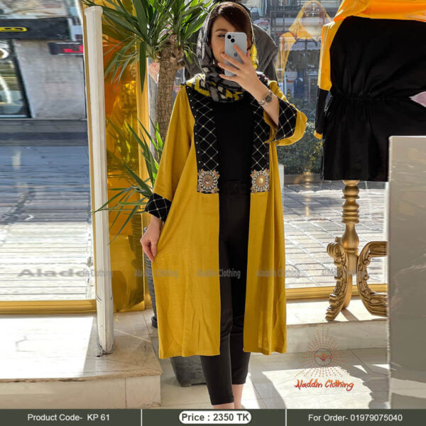 Mastered color short abaya with embroidery work