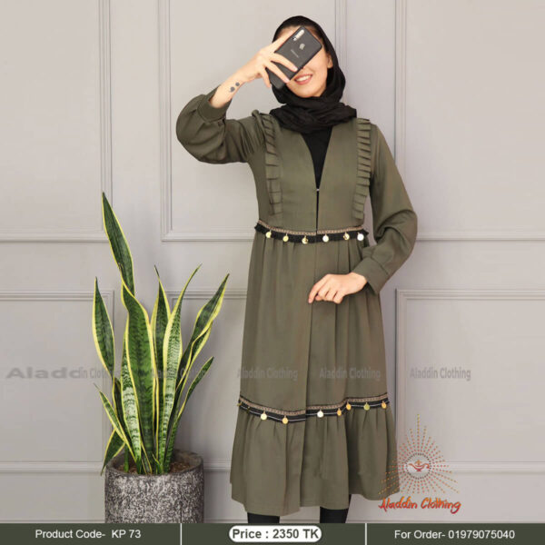 Olive short abaya with dollar laic