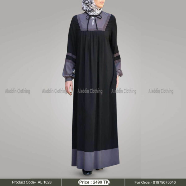 Black simple abaya with ash border