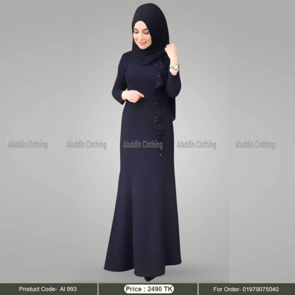 Black simple abaya with frill