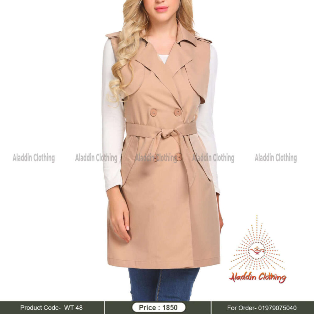 Brown sleeveless overcoat for women