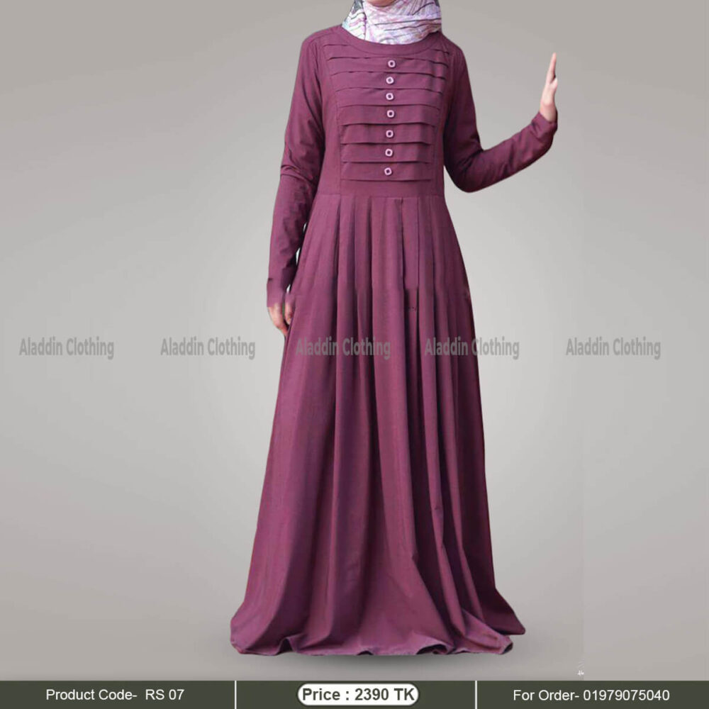 Mauve color simple abaya