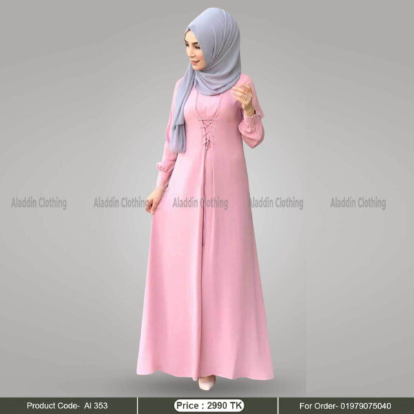 Pink simple abaya for women