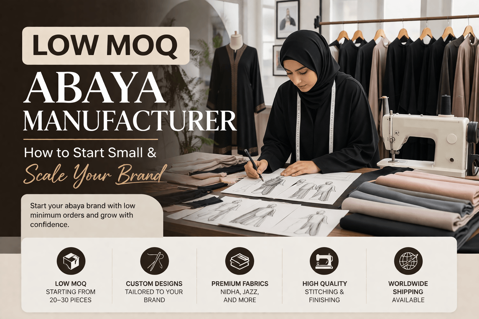 low MOQ abaya manufacturer